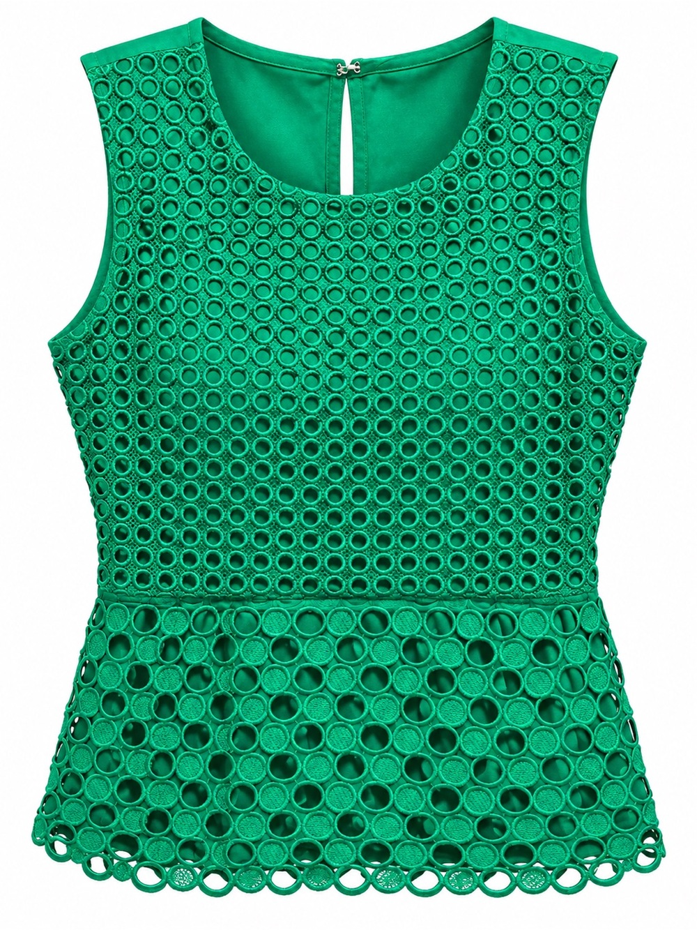Ann Taylor Emerald Green Circular Lace Peplum Camisole